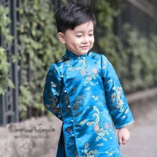 Áo dài cách tân bé trai hoạ tiết rồng nhí cao cấp có size đại