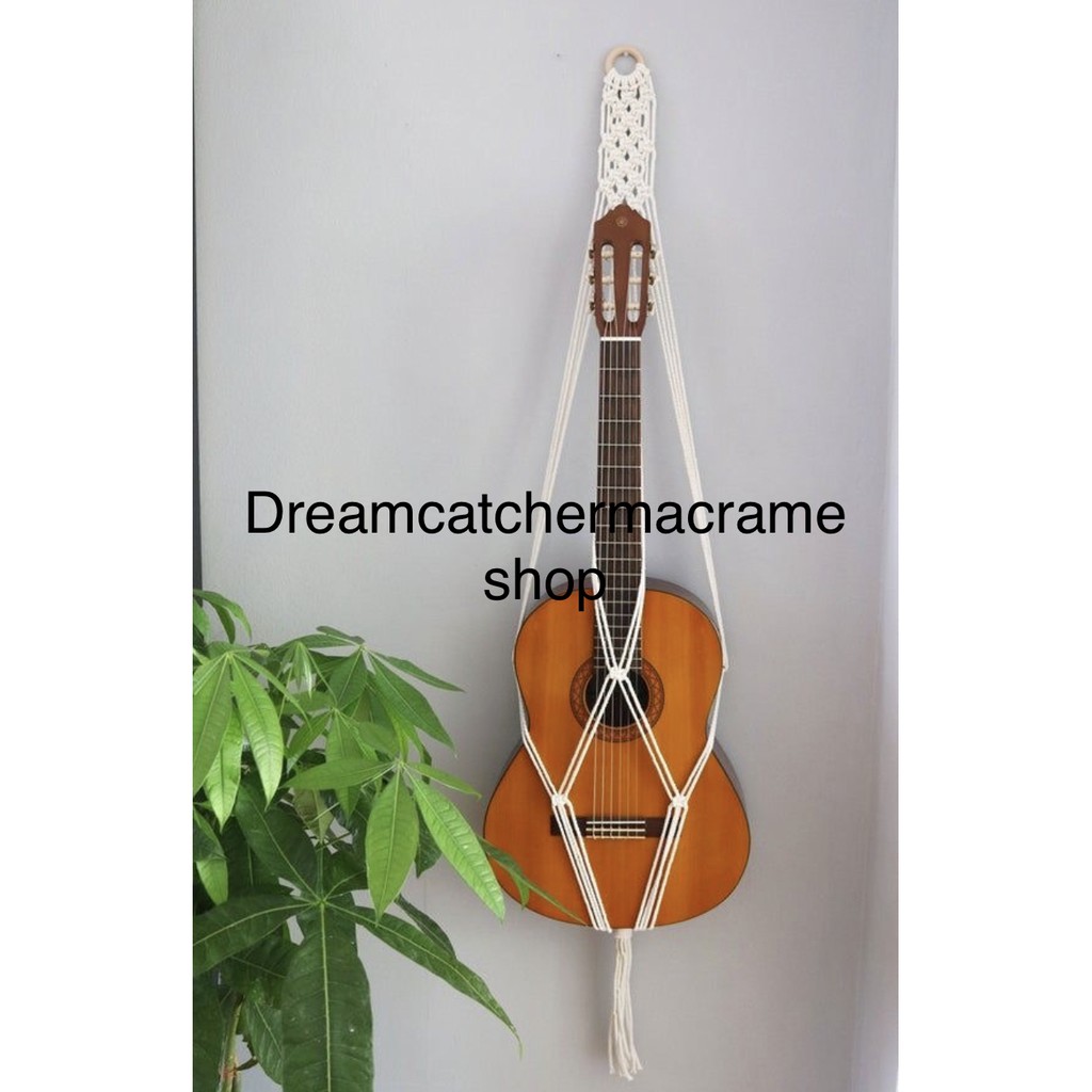 Macrame treo đàn guitar, ukulele, Dây treo đàn vinatage, dây treo đàn, giá để đàn guitar