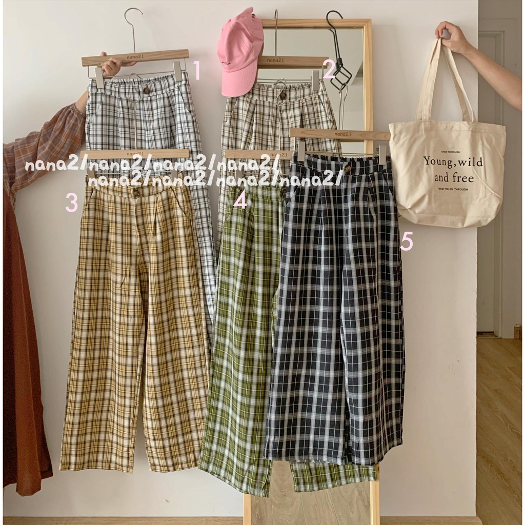 Quần culottes kẻ caro