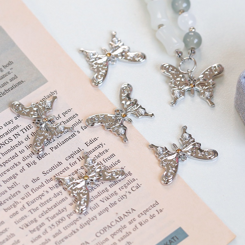 Sweet cool ins cold Ruihe golden butterfly pendant DIY hand-made beaded bracelet necklace earrings accessories loose beads original