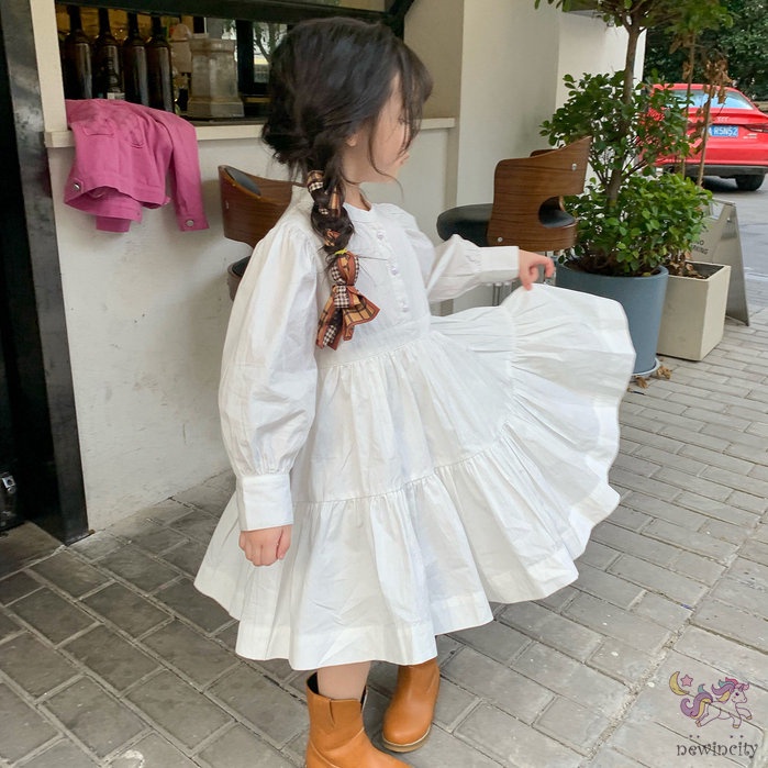 Bộ Áo Denim Không Tay + Đầm Trắng Thời Trang Hàn Quốc Dành Cho Bé Gái