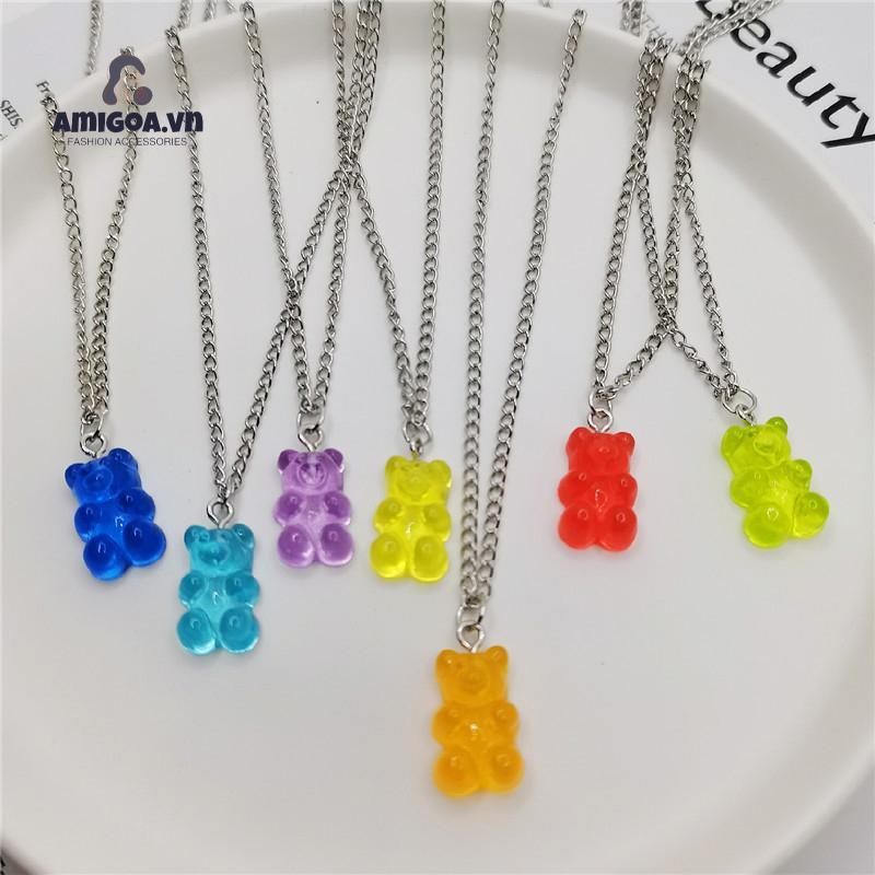 Vòng cổ Mặt Hình Kẹo Trong Suốt Hình Gấu Dễ Thương