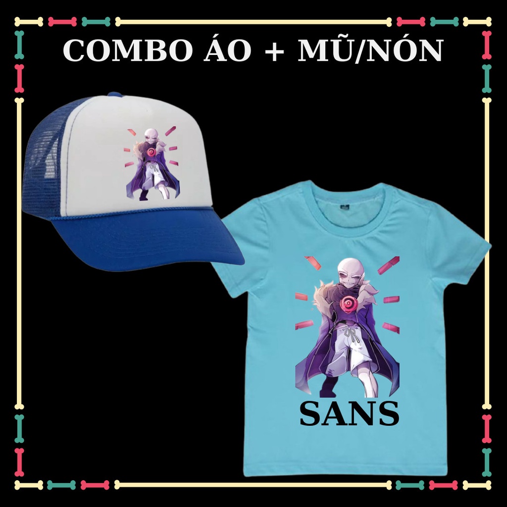 Set Áo thun cộc tay bé trai bé gái Undertale Sans, đủ màu sắc, đủ size áo, kèm Huy hiệu Sans