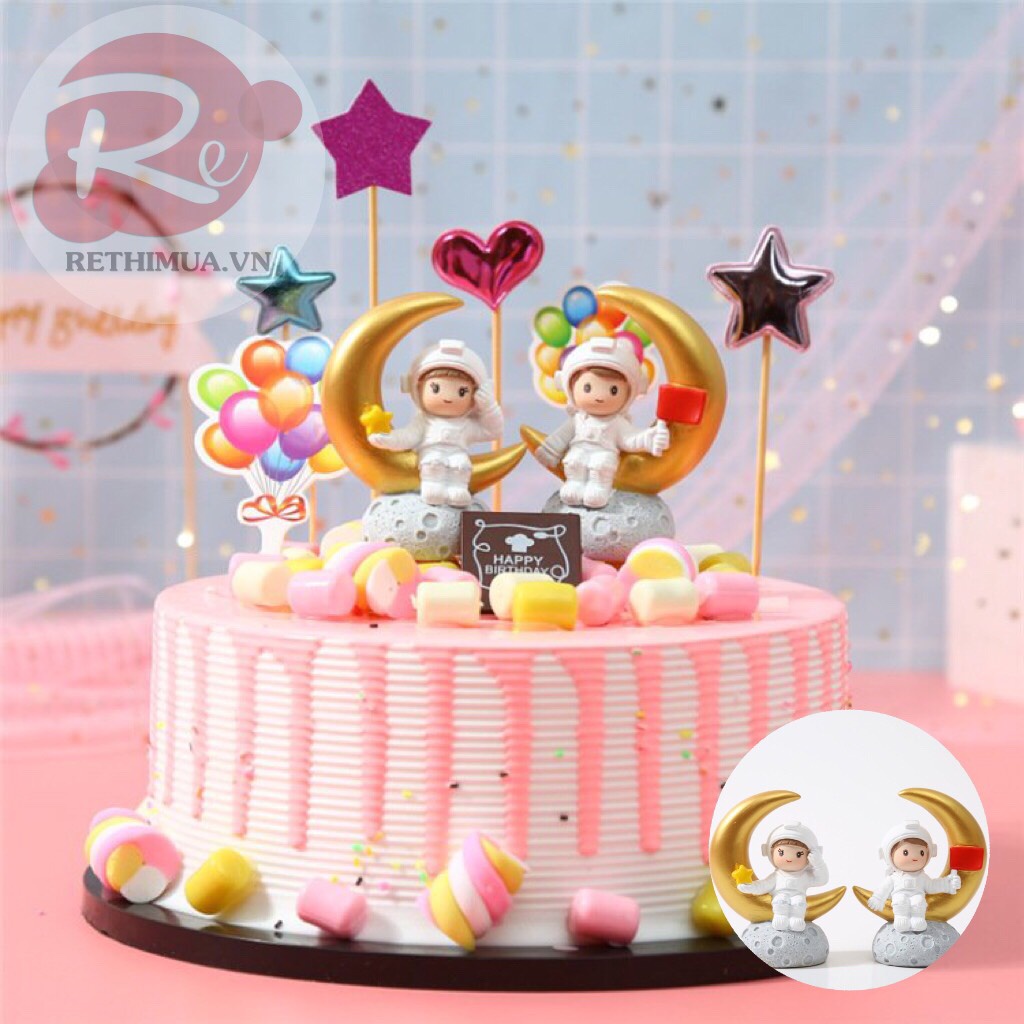 [SIÊU RẺ❤️] – Tượng Phi Hành Gia (1 Cặp) - Trang trí bánh sinh nhật bánh kem