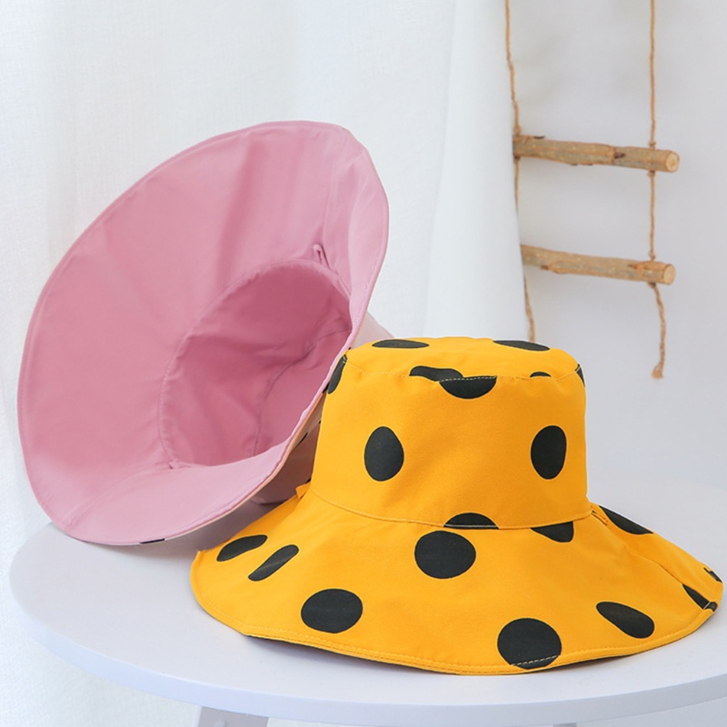 Nón Tai Bèo Chống Tia UV Có Thể Đảo Ngược Họa Tiết Chấm Bi Tròn