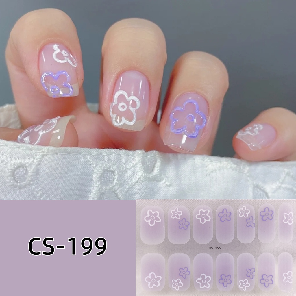 Bộ 14 Miếng Dán Móng Tay Không Độc Hại Chống Nước Họa Tiết Hoạt Hình Dễ Thương Cho Nữ