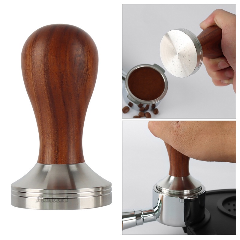 1 [Fenteer1] Dụng Cụ Ép Hạt Cà Phê Espresso Bằng Thép Không Gỉ Tay Cầm Bằng Gỗ