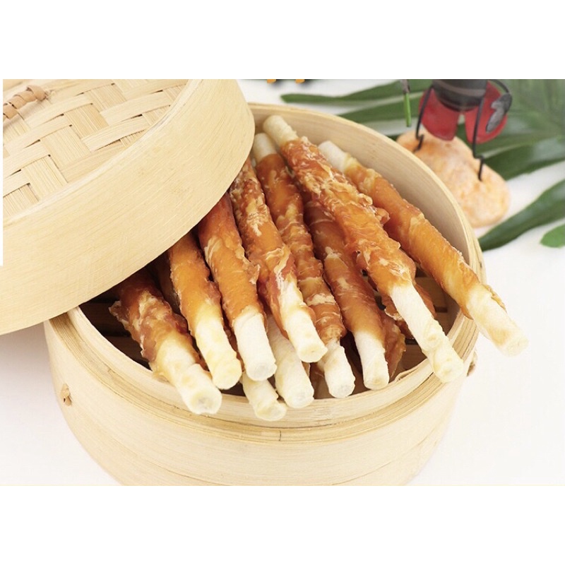 BÁNH THƯỞNG PETFOOD XƯƠNG SỮA BỌC THỊT  ĂN VẶT HỖ TRỢ LÀM SẠCH RĂNG MIỆNG CHO THÚ CƯNG LOẠI QUE DÀI