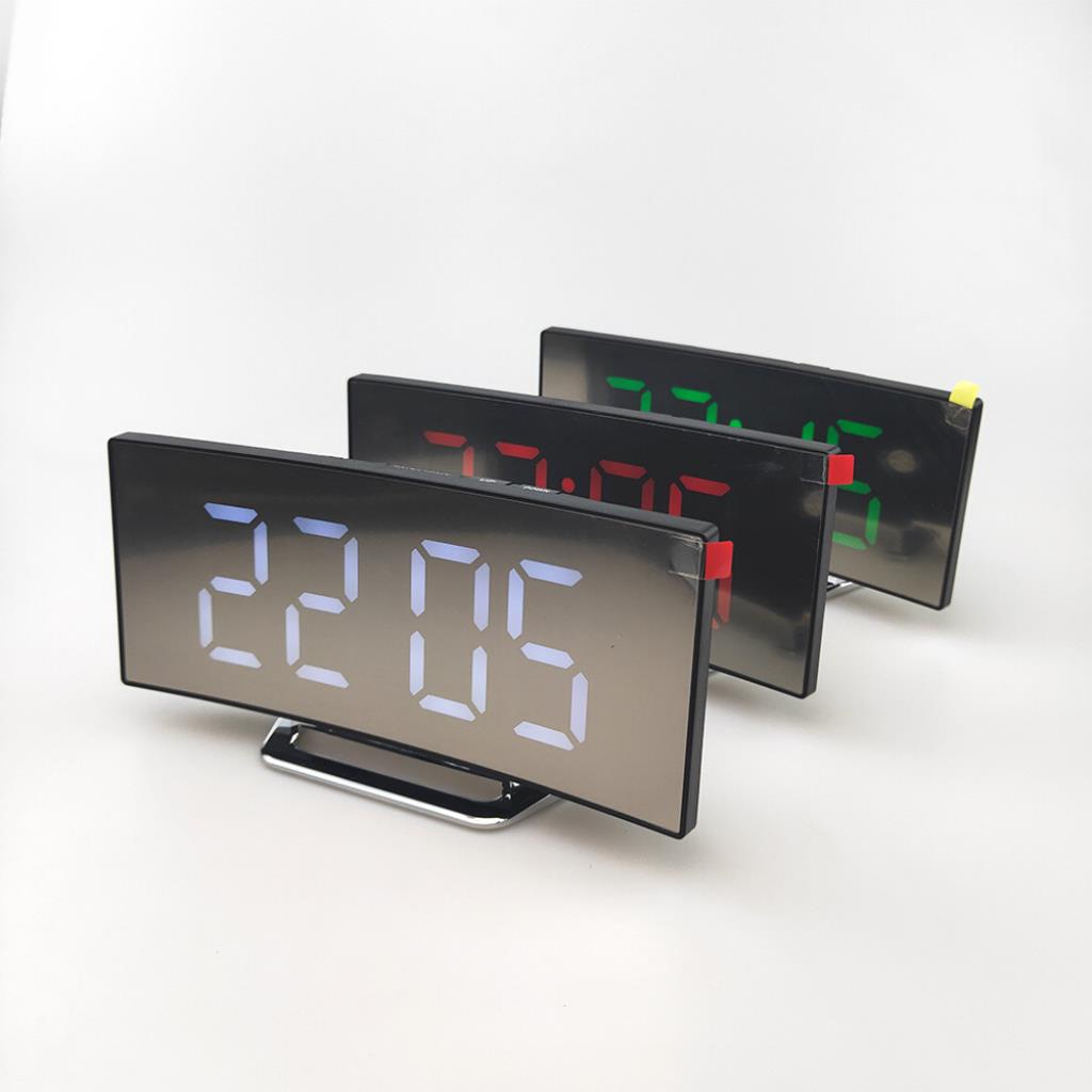 Đồng hồ led để bàn, đồng hồ báo thức điện tử với tính năng NIGHT và SNOOZE cao cấp màn hình cong