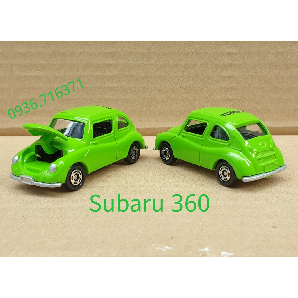 Mô hình xe Subaru mở được cốp trước màu xanh lá tomica Nhật Bản