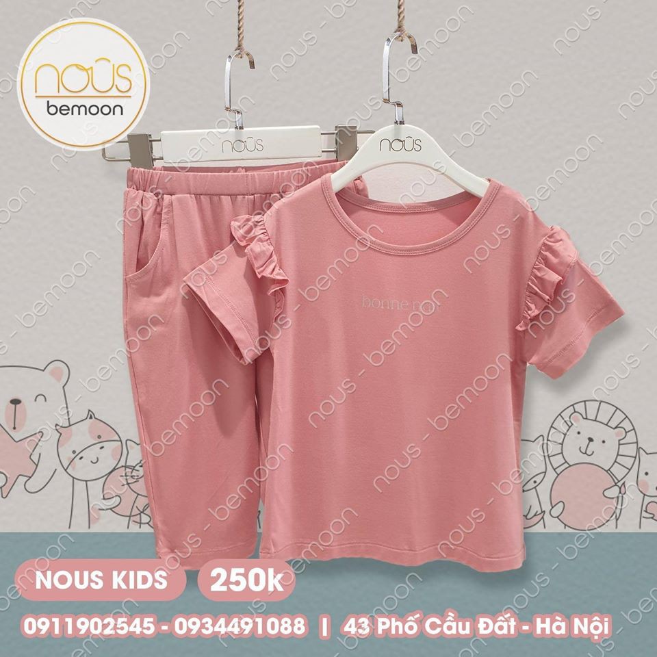 Bộ nous kids lửng bé gái hồng