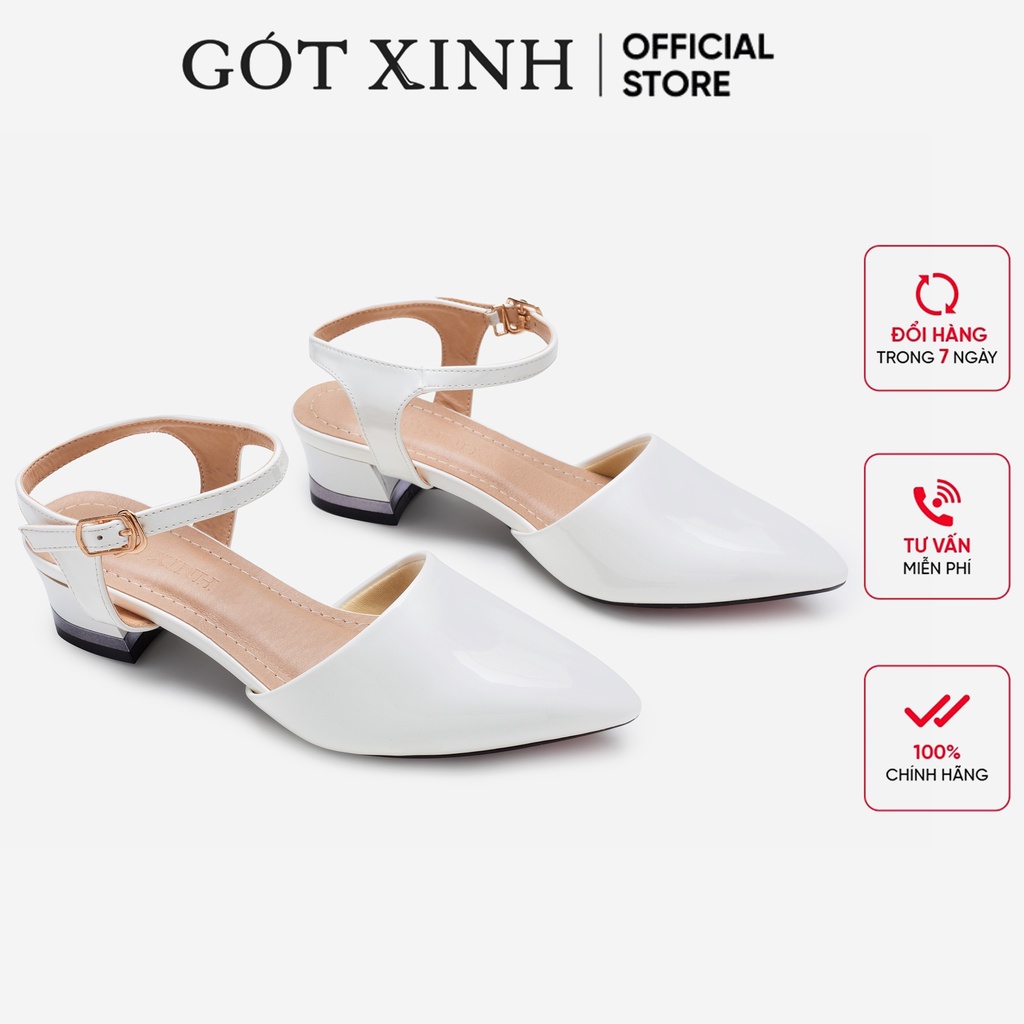 Giày cao gót GÓT XINH G3 da mềm cao 3cm gót tròn da bóng