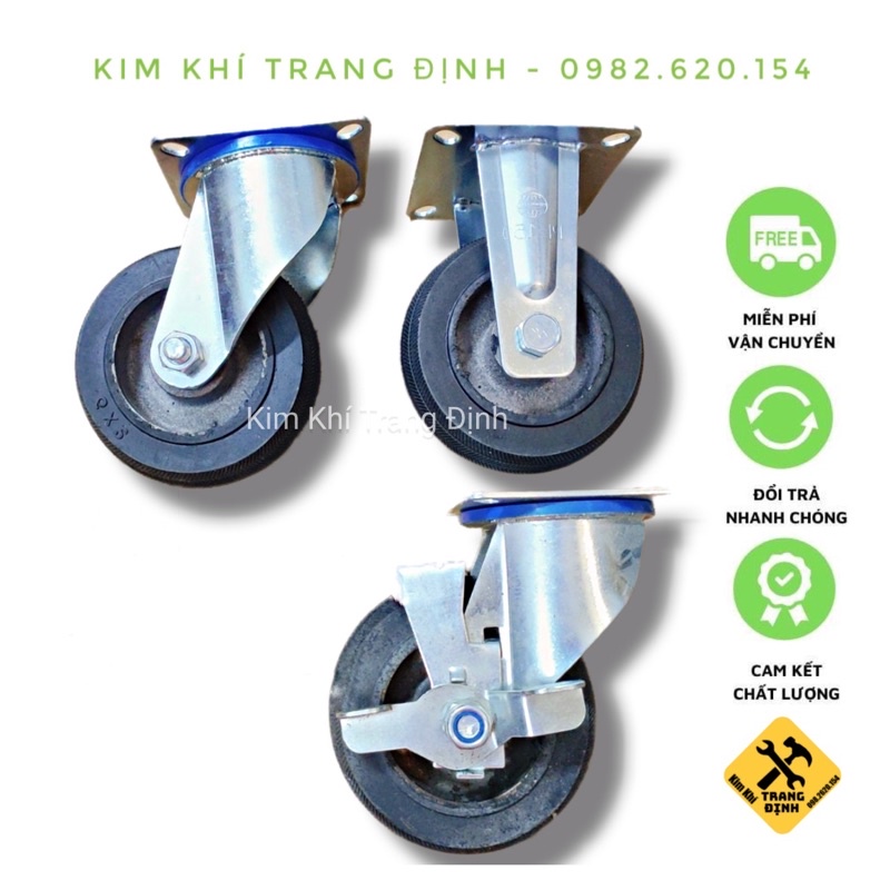 Bánh Xe Đúc Gang Cao Su Tải Cao Ø 125mm - 130mm