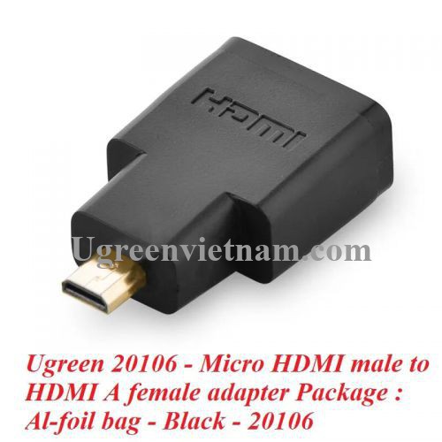 Đầu chuyển MICRO HDMI (dương) to HDMI (âm) adapter UGREEN 20106