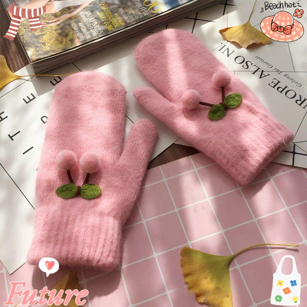 Găng Tay Lông Thỏ Dày Hai Lớp Mềm Mại Giữ Ấm Mùa Đông