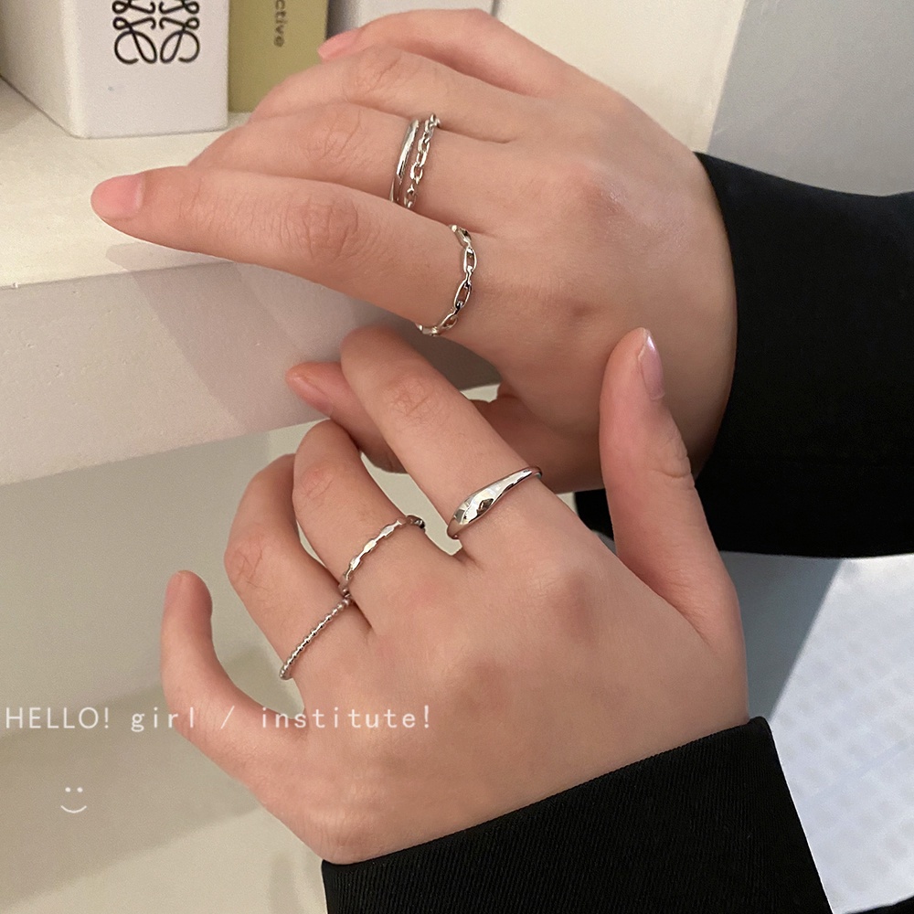 Set 6 nhẫn IF ME màu bạc thời trang cho nữ