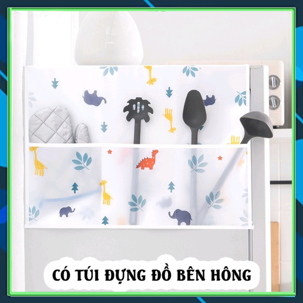 Tấm che phủ nóc tủ lạnh máy giặt có túi đựng đồ bằng vải chống bụi,khăn trải tủ lạnh không thấm nước dày dặn dễ lau chùi