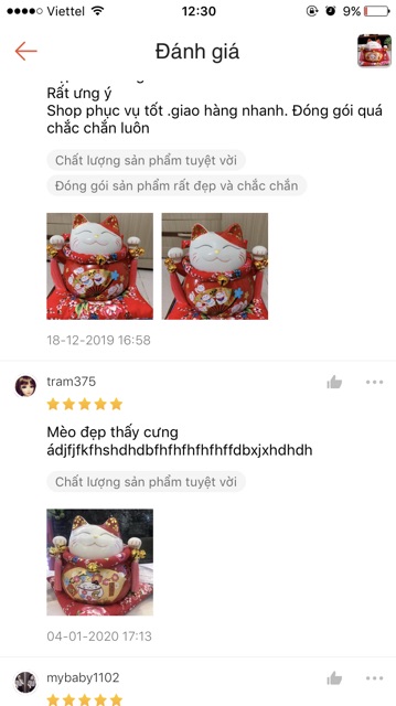 Mèo Thần Tài đỏ giơ 2 tay mèo may mắn maneki neko phúc lộc viên mãn-Đa Phú Quý 20cm kèm đệm
