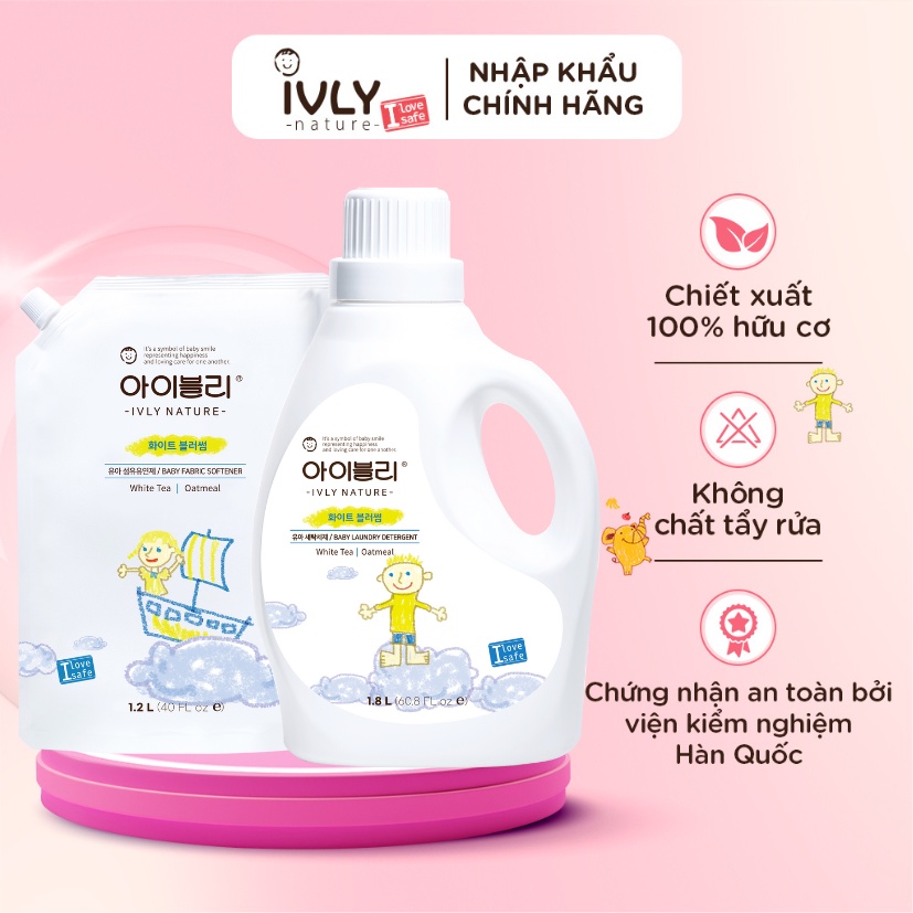 Combo nước giặt và nước xả vải hữu cơ ivly nature hương hoa trà trắng dạng - ảnh sản phẩm 2