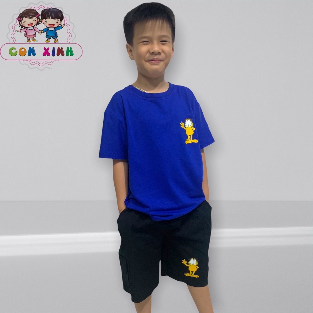 Bộ đồ bé trai CONXINH cotton in hình mèo Masupilami,set quần áo trẻ em từ 5 đến 14 tuổi