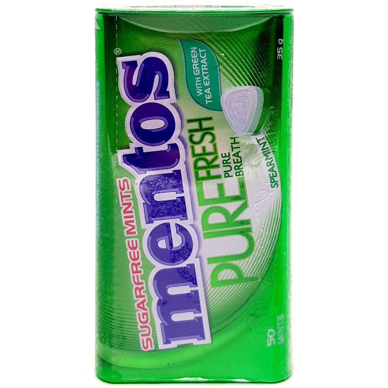 Kẹo ngậm không đường Mentos hương peppermint và trà xanh ống 35g