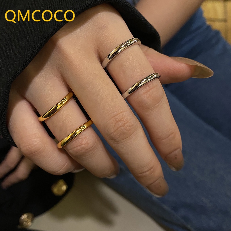 Nhẫn Bản Rộng Hai Lớp Màu Vàng / Bạc Phong Cách Vintage Thanh Lịch Có Thể Điều Chỉnh Kích Thước Cho Nữ