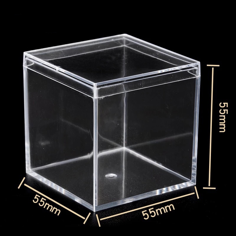 1 Hộp Vuông 5.5cm Bằng Nhựa PS Trong Suốt Có Nắp Đậy Mini Đựng Trang Sức Kẹo Bánh Kẹo Đồ Ăn Vặt Để Bàn