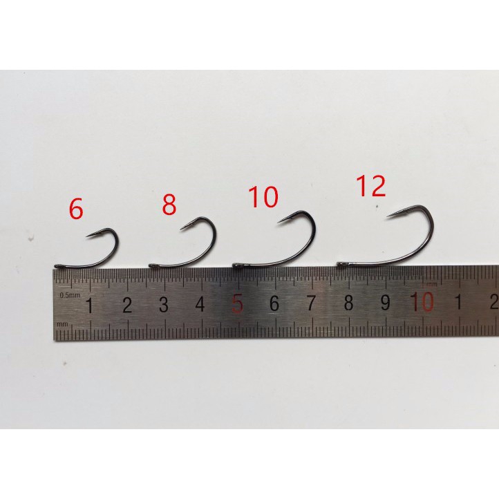 Hộp 50 lưỡi câu cá bằng thép carbon cỡ # 6 # 8 # 10 # 12