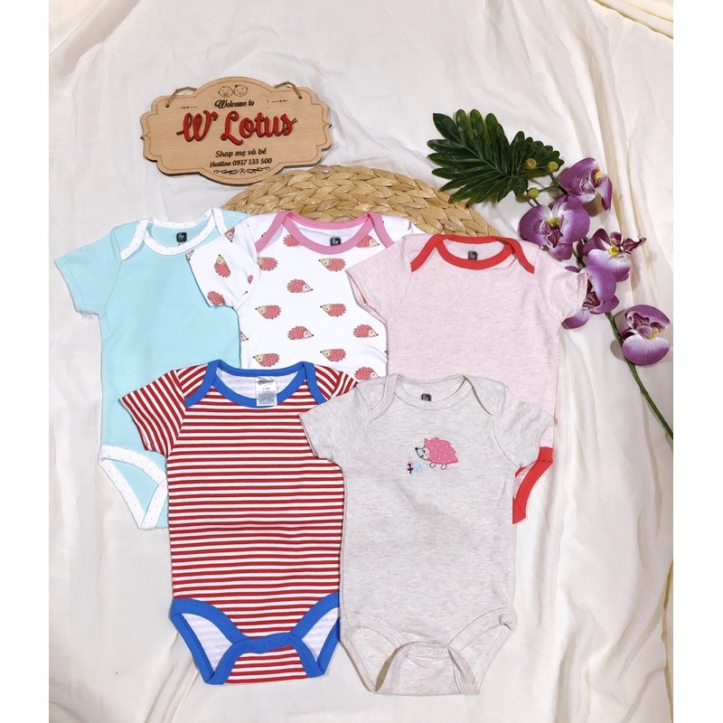 Set 5 body cọc tay / body chip cho bé trai bé gái sơ sinh 0- 9 ký