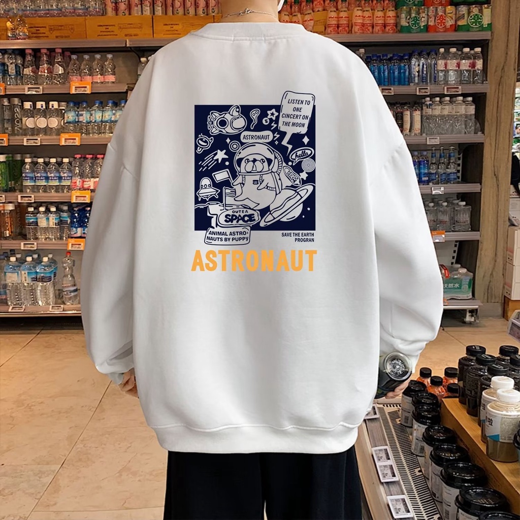 Áo Sweater Tay Dài Cổ Tròn Dáng Rộng Cỡ Lớn Thời Trang Mùa Thu Cho Nam