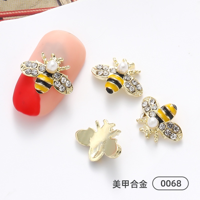Phụ Kiện Trang Trí Móng Tay Hình Ong Bằng Hợp Kim Kim Loại Đính Đá Nhật Bản Mới