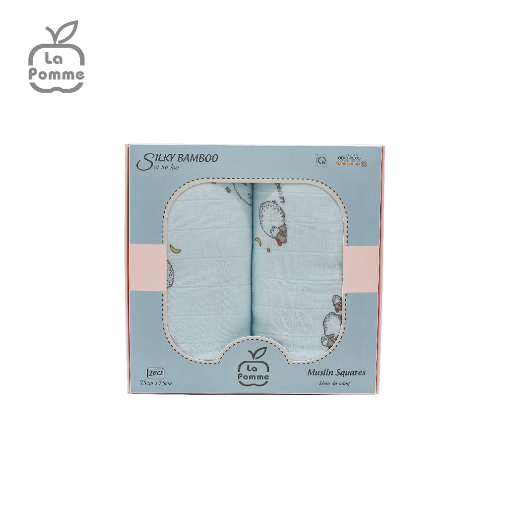 K002 Set 2 Khăn đa năng sợi tre lụa La Pomme - Blue Sheep