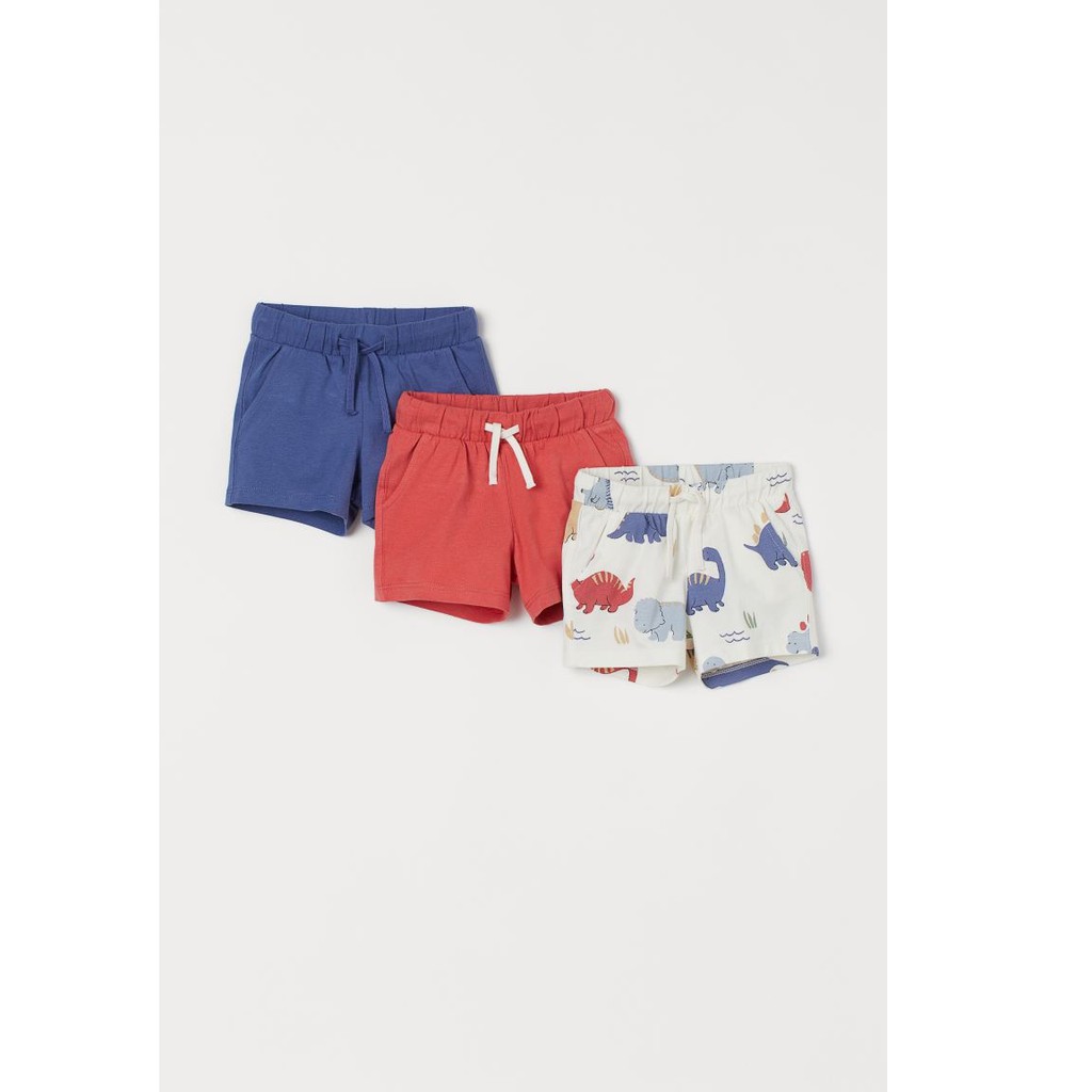 Set 3 quần shorts cotton bé trai, màu xanh-cam-trắng khủng long, Hờ mờ UK săn SALE