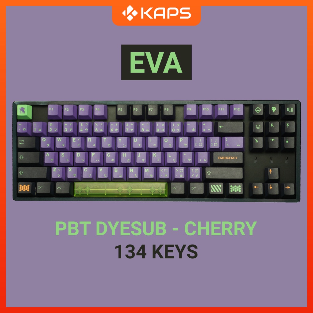 Keycap Eva PBT profile Cherry in dyesub 134 nút cho bàn phím cơ layout 108/104/98/87/84/75/68/64/61