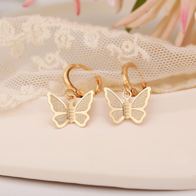 Bông Tai Màu Vàng Retro Hình Bướm Phong Cách Hàn Quốc Thời Trang Cho Nữ