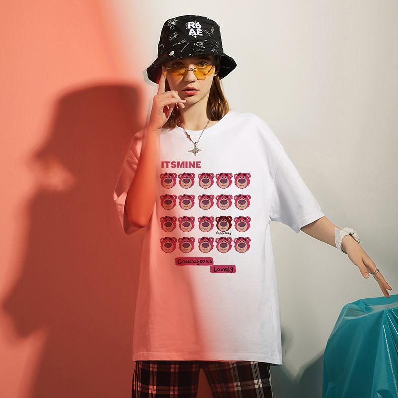 Áo thun nam nữ in hình Gấu Lotso ngắn tay phong cách Unisex