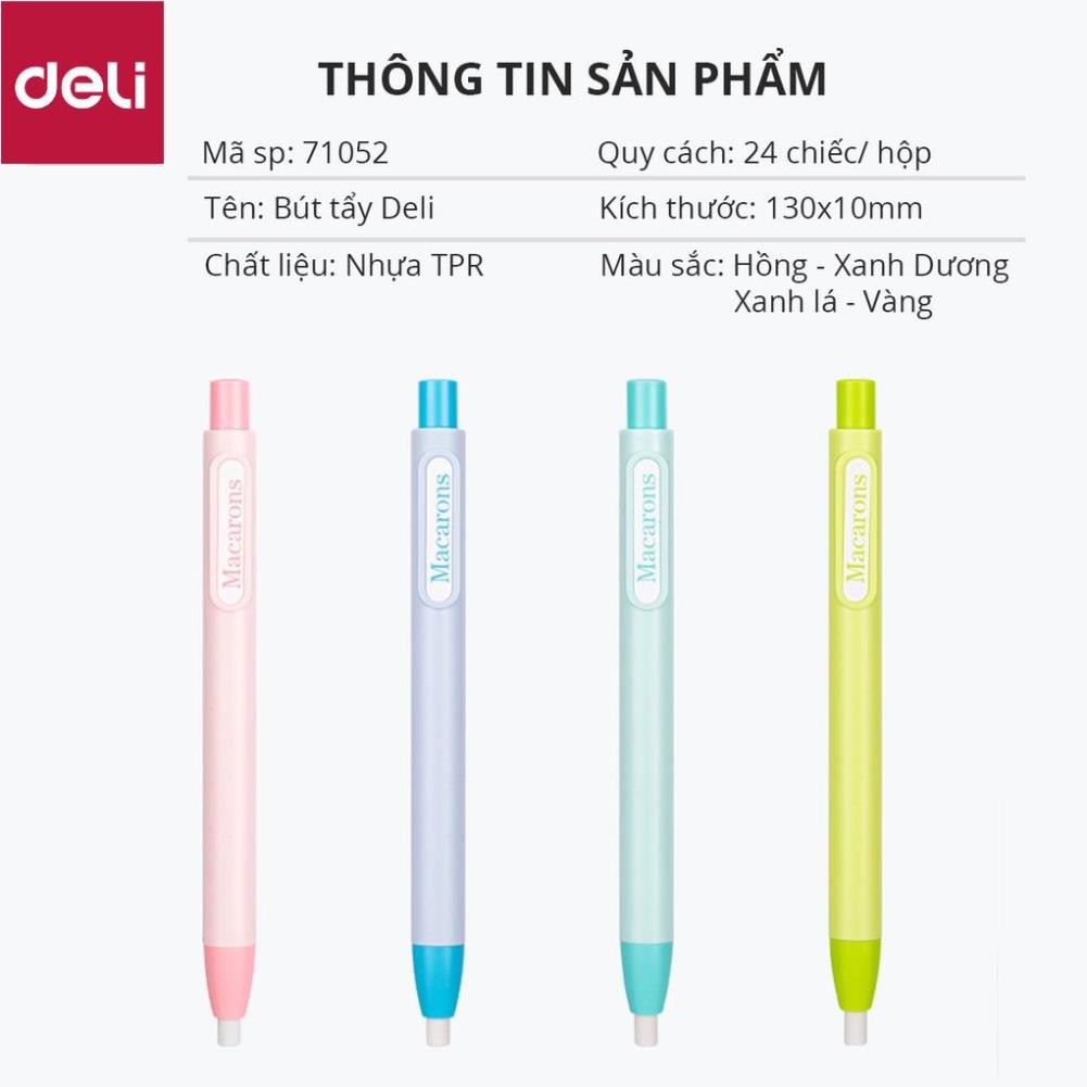 Tẩy chì dạng bút bấm Deli nhiều màu Hồng/ Xanh dương/ Xanh ngọc/ Vàng chanh - 71052 [Deli]