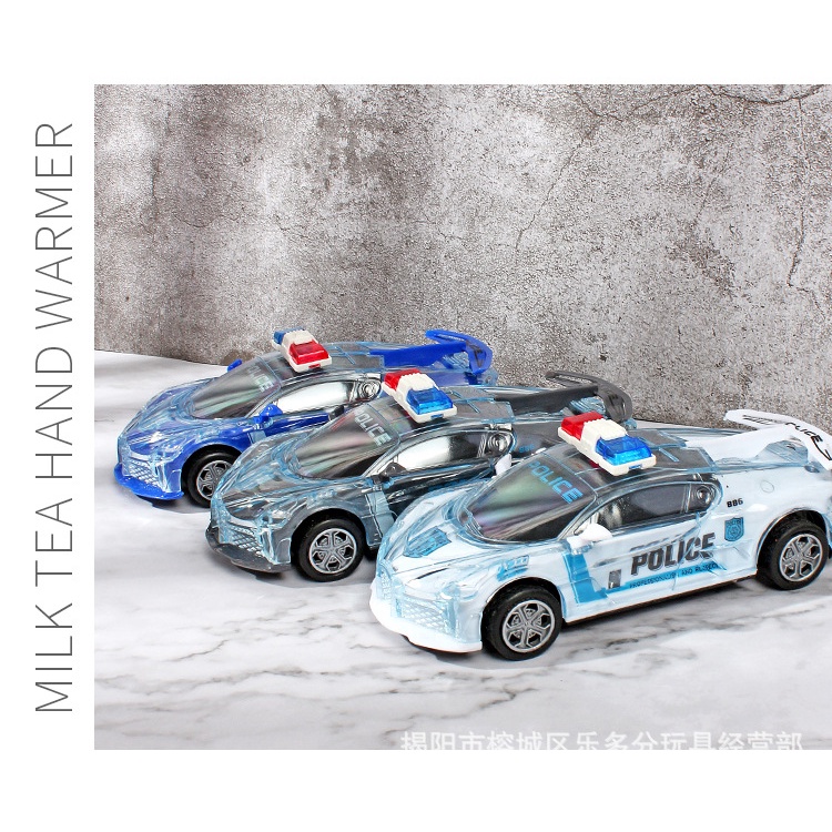 Ô Tô Cảnh Sát Phát Nhạc Phát Sáng, Tránh Vật Cản, Nhựa ABS Siêu Bền, An Toàn