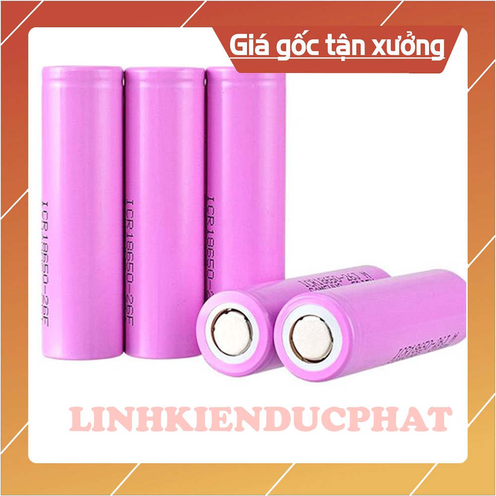 Pin sạc 18650 hồng loại tốt dùng cho đèn PIN quạt sạc.
