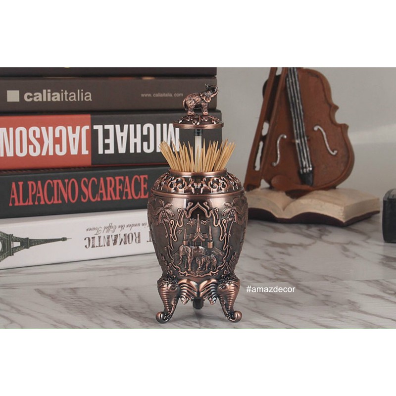 Lọ tăm hợp kim sang trọng - Hộp đựng tăm đẹp