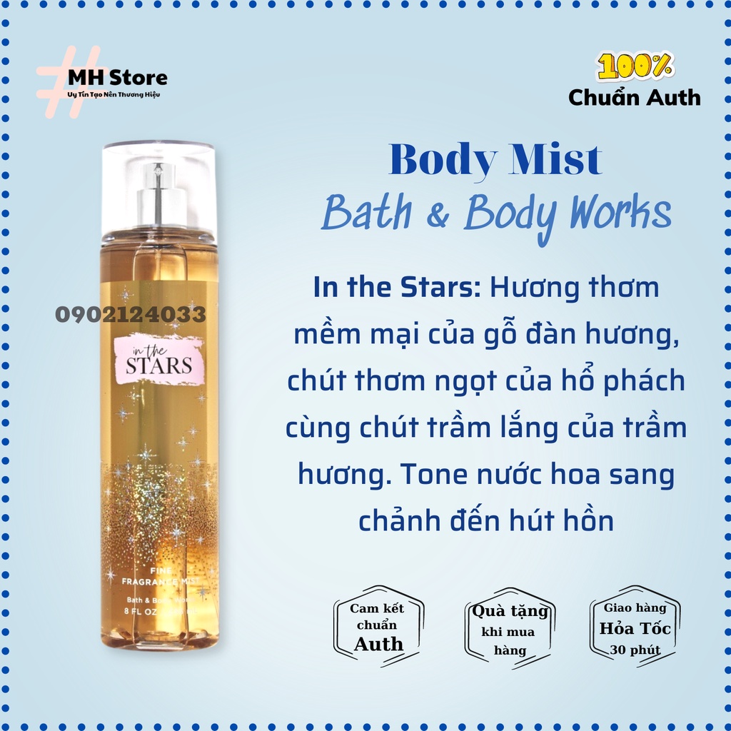Bộ Sản Phẩm IN THE STAR Xịt Thơm Body Mist, Lotion, Sữa Tắm, Nước Rửa Tay, Kem Tay Bath and Body Works