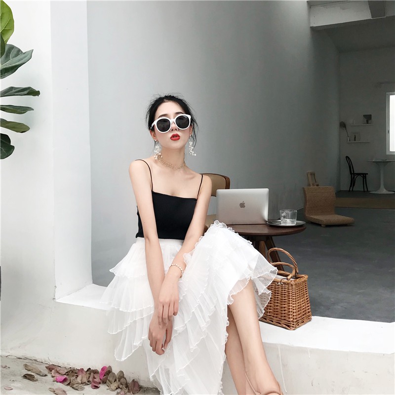 ❤SẴN-ẢNH THẬT CUỐI| |CHÂN VÁY TRẮNG DÀI XẾP TẦNG CÔNG CHÚA ULZZANG