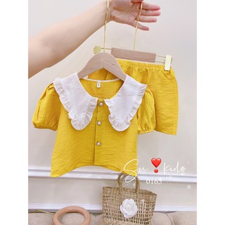 Bộ đũi cổ trắng bé gái