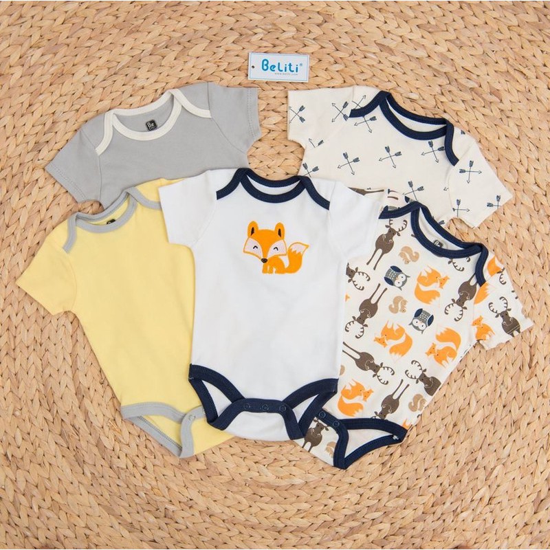 SÉT 5 BODY SUIT BELITI XUẤT MỸ CHO BÉ TRAI BÉ GÁI TTS197