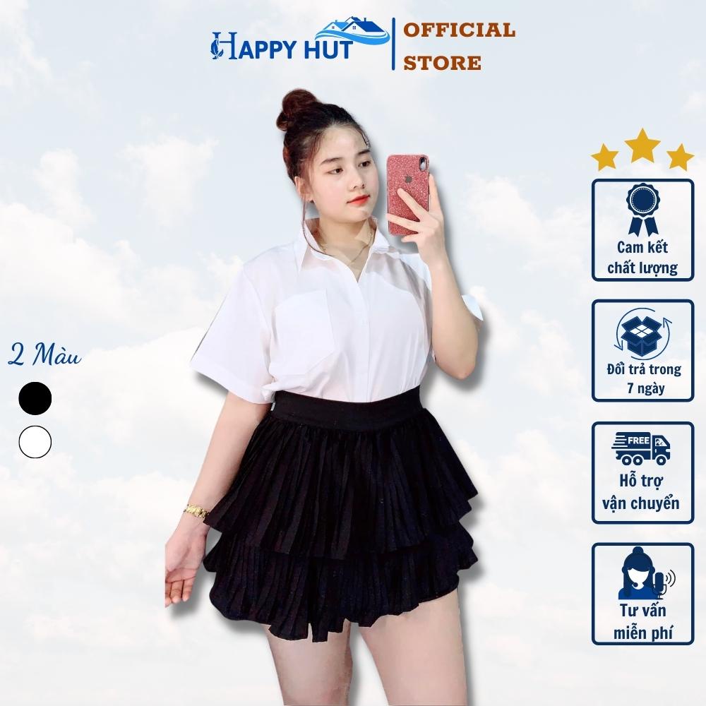 Chân váy ngắn nữ bigszie xếp ly cạp cao bằng chun co dãn cực kỳ thoải mái với nàng mũm mĩm HAPPYHUT CV5