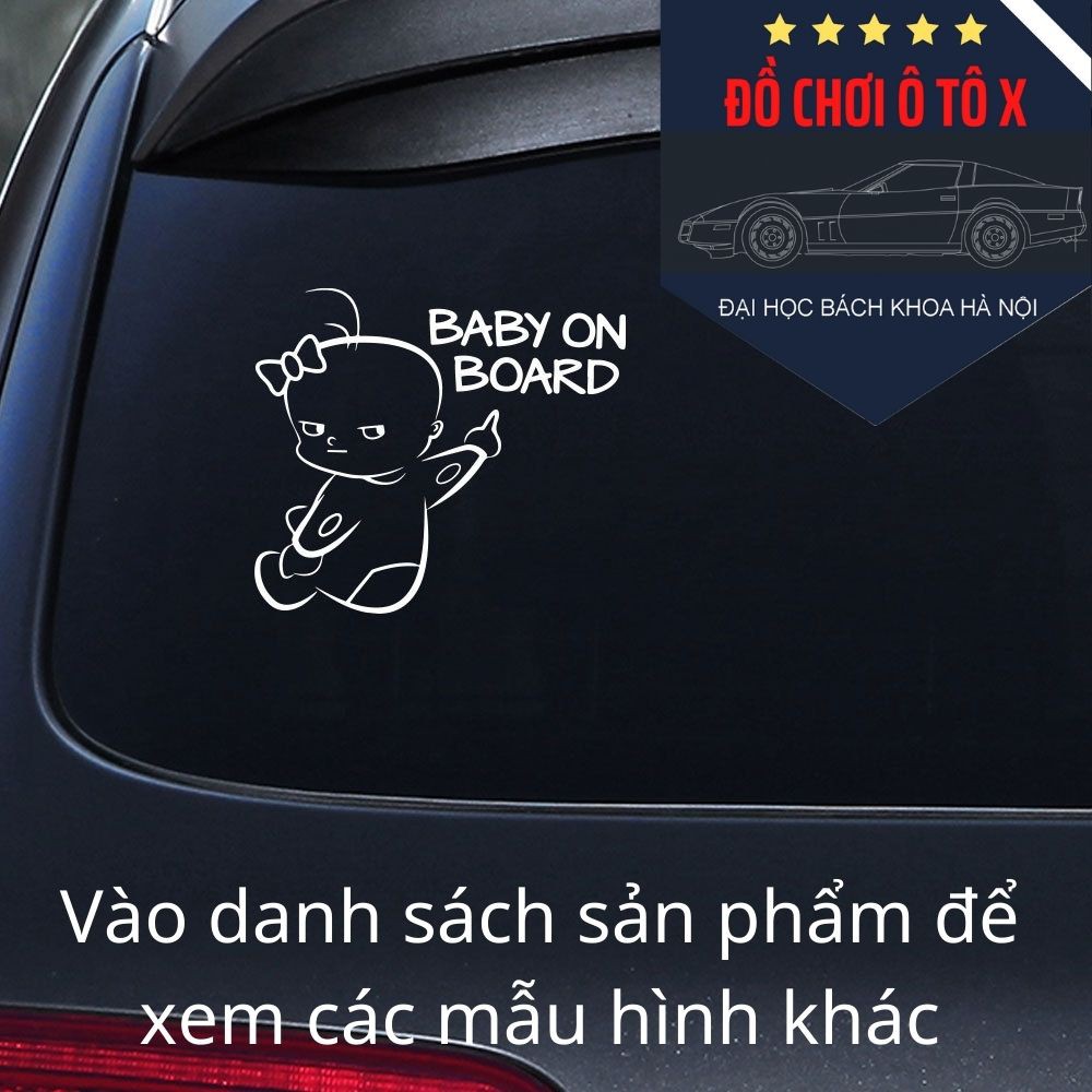 Tem dán BABY ON BOARD trang trí xe ô tô [Hàng chất lượng cao]