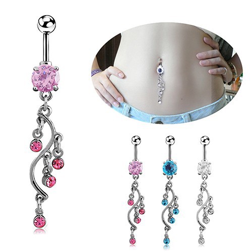 Khuyên Rốn Hình Chữ S Đính Đá Cá Tính Cho Nữ