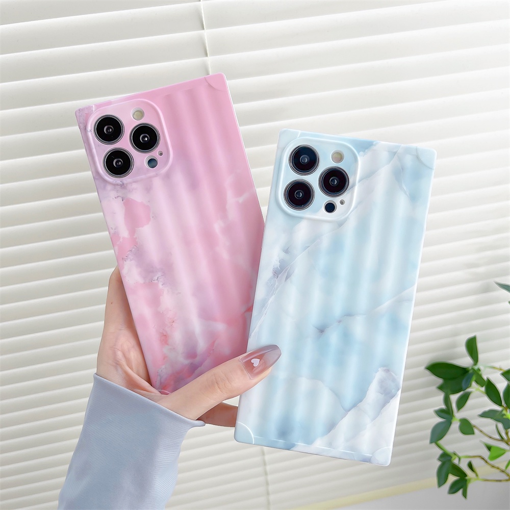 Ốp Điện Thoại TPU Dẻo Vuông Họa Tiết Sọc Đá Hoa Cương Thời Trang Cho iPhone 11 12 13 Pro Max 12Pro 13Pro 12ProMax 13ProMax