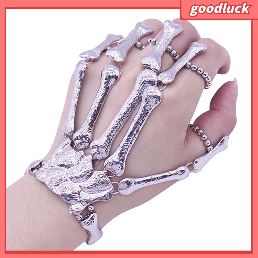 Vòng Tay Kiêm Nhẫn Hình Xương Bàn Tay Phong Cách Gothic Punk