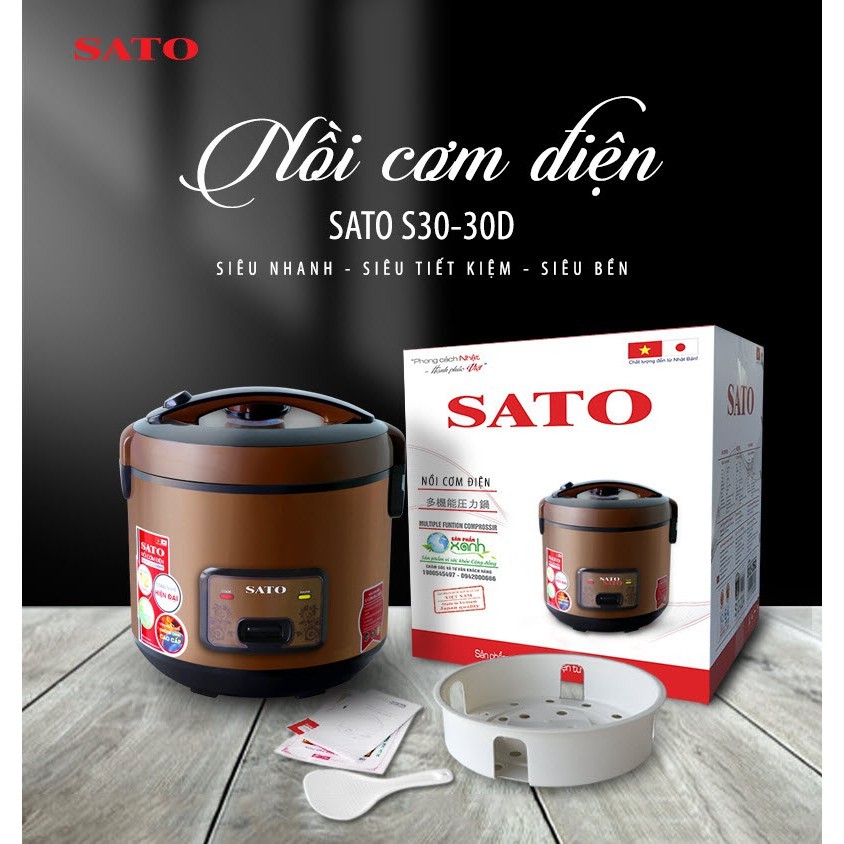 [Mã ELHADEV giảm 4% đơn 300K] NỒI CƠM ĐIỆN SATO 3L-NỒI CƠM ĐIỆN SATO 30S-022 3.0L